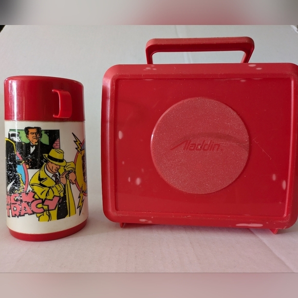 VTG DICK TRACY Red Lunch Box and Thermos Set DISNEY by Aladdin - Picture 3 of 6